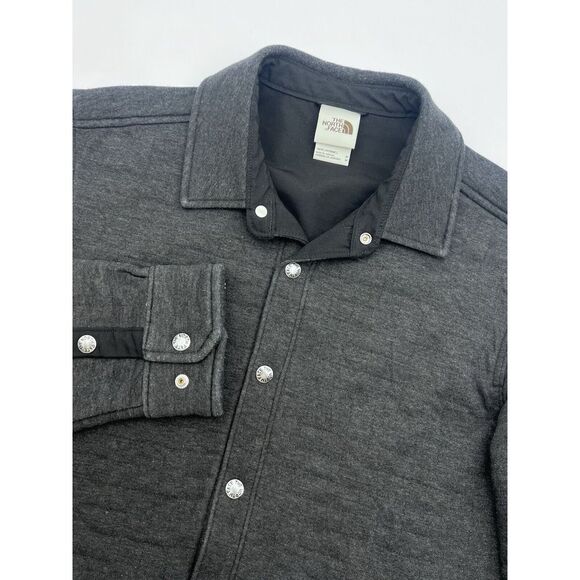 The North Face Longs Peak Quilted Shacket Lightweight Jacket Mens M Gray Snap‎ - Picture 1 of 13